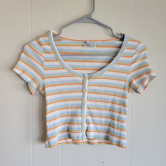 Urban Outfitters Striped Button Front Crop Top - Picture 1 of 3
